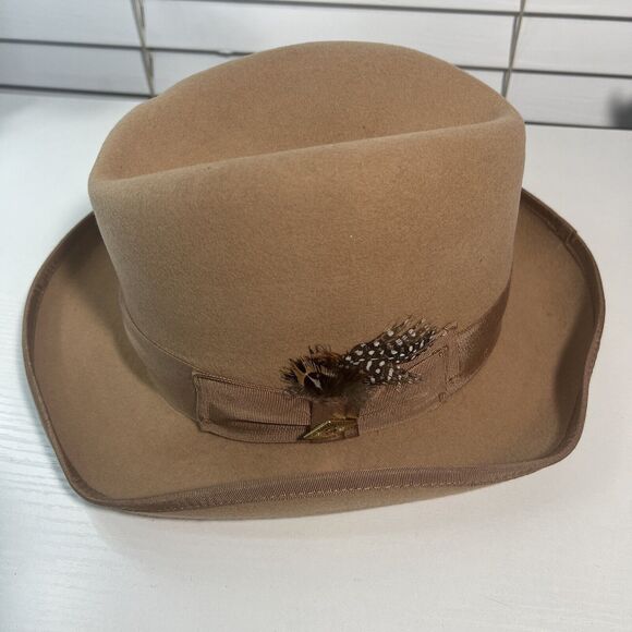 Stacy Adams SAW545 %100 Wool Felt Godfather Men's Hat Medium Cream/Light Brown - Picture 1 of 7